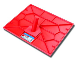 Raapbord / spachtelbord rood 360 x 440 mm schuine greep PVC incl. handgreep