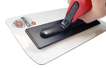 Fijnpoetsspaan transparant polycarbonaat 305 x 110 x 1,0mm. met softgreep Schwan